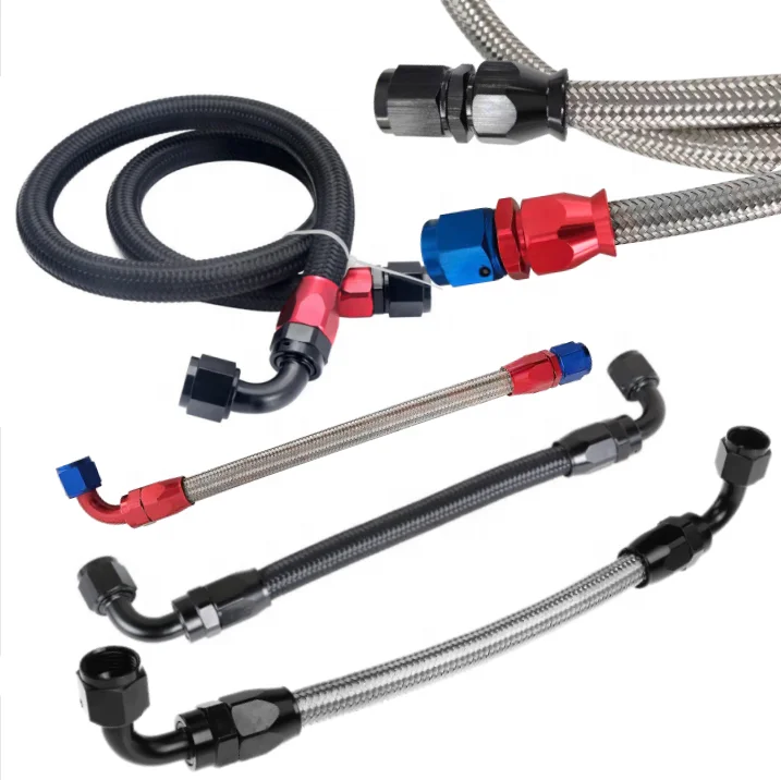 Black anodized an fittings swivel hose ends straight elbow 45 90 180 degree dash -4 -6 -8 -10 -12 -16 an connection