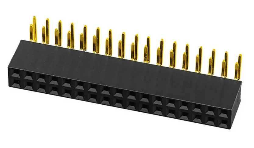 
gold plated 20pin 2.54mm female header connector H:8.5mm , dual row right angle type 