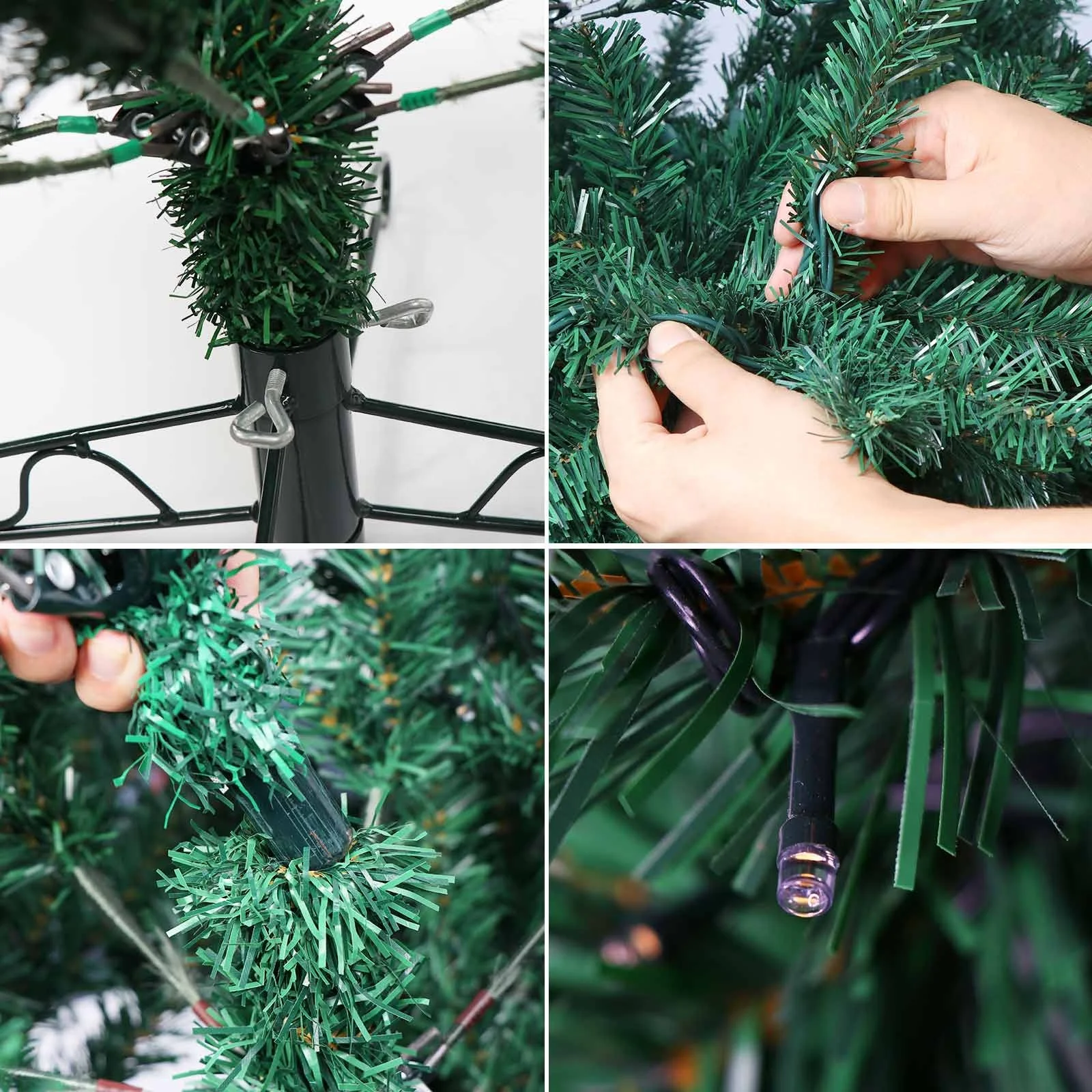 Ourwarm Factory Customized Outdoor Indoor 7ft PVC LED Artificial Prelit Christmas Tree with 400pcs mini bulb