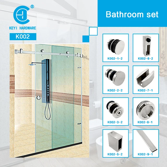 Manufacturer Frameless Glass Door Hardware Bathroom Shower Door Kits Stainless Steel Sliding Barn Door Accessories Sets
