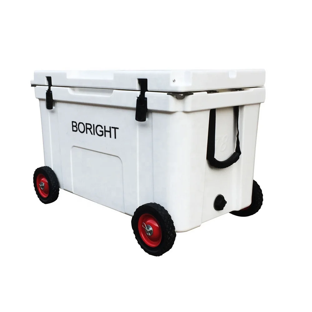 Большой 78QT rotomolded ледяной охладитель коробка с колесами для охоты рыбалки гравировкой логотипа тиснением