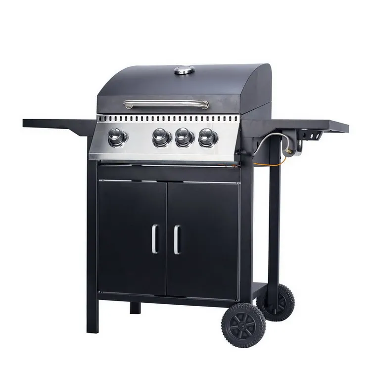 Customized 3+1 3 Burners With Side Oven CE/ LFGB Outdoor Barbeque Grill With Side Cooker Flat Top Garden Gas BBQ Grill