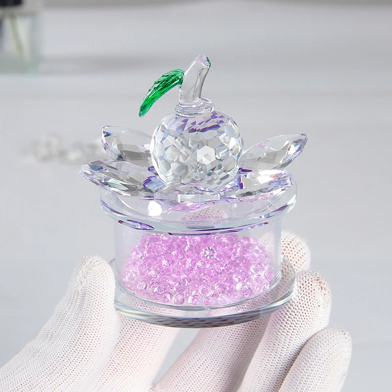 Creative Blue Rose Crystal Apple Ornament Supplies Lotus Seat Purple Bead Decoration Festival Gift Gifts