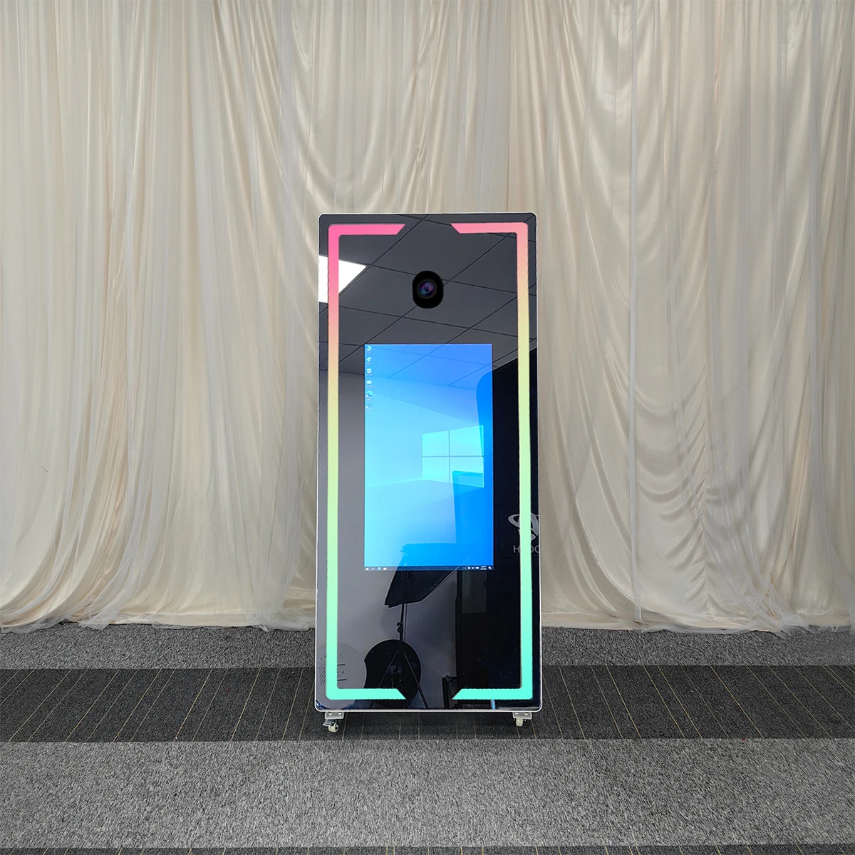 2023 high quality photo booth mirror selfie photo booth with printer portable mirror photo booth flash