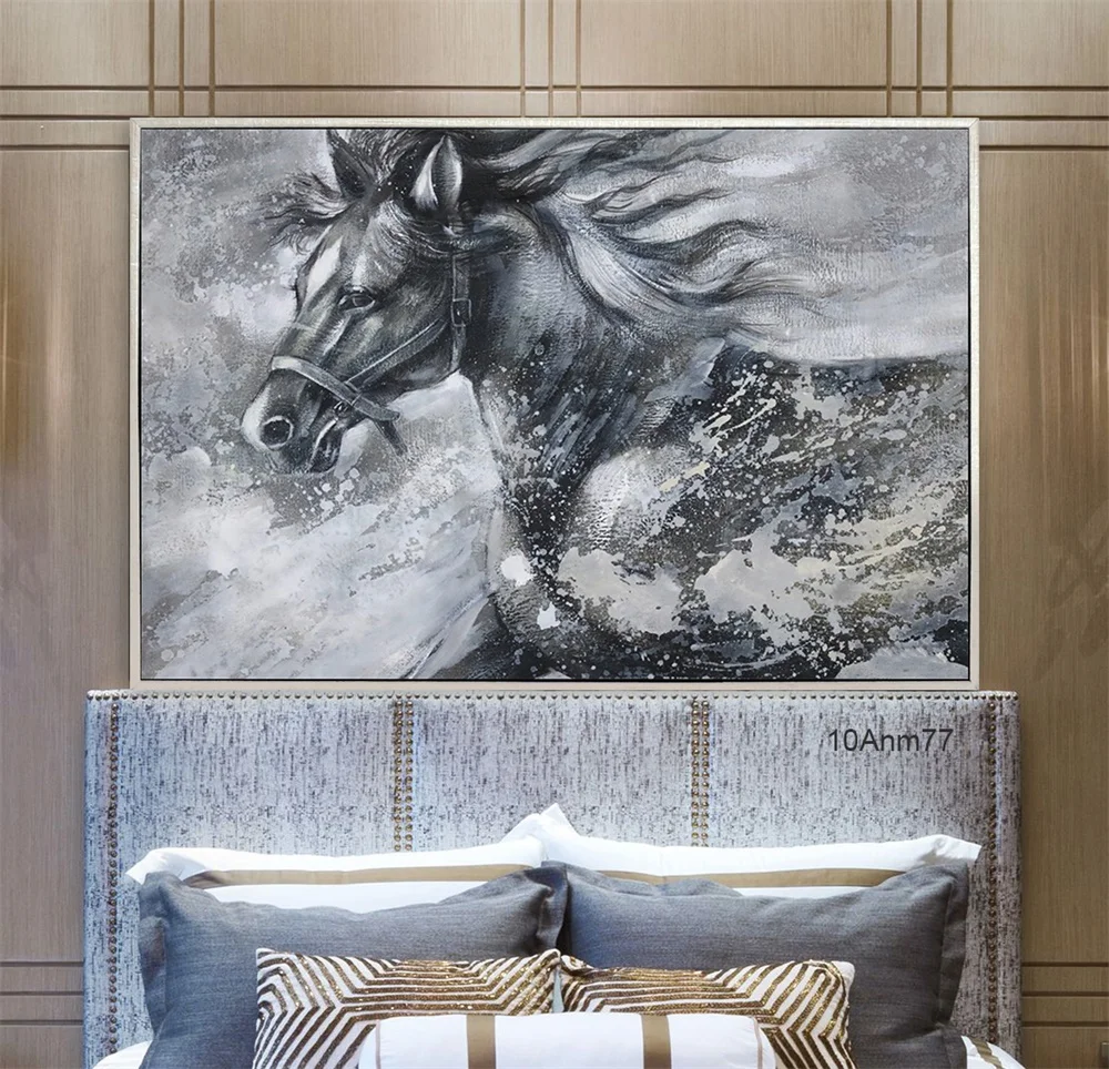 Eager Art Customized 100% Handmade Homestay Decorative Abstract Horse Wall Art Oil Painting on Canvas