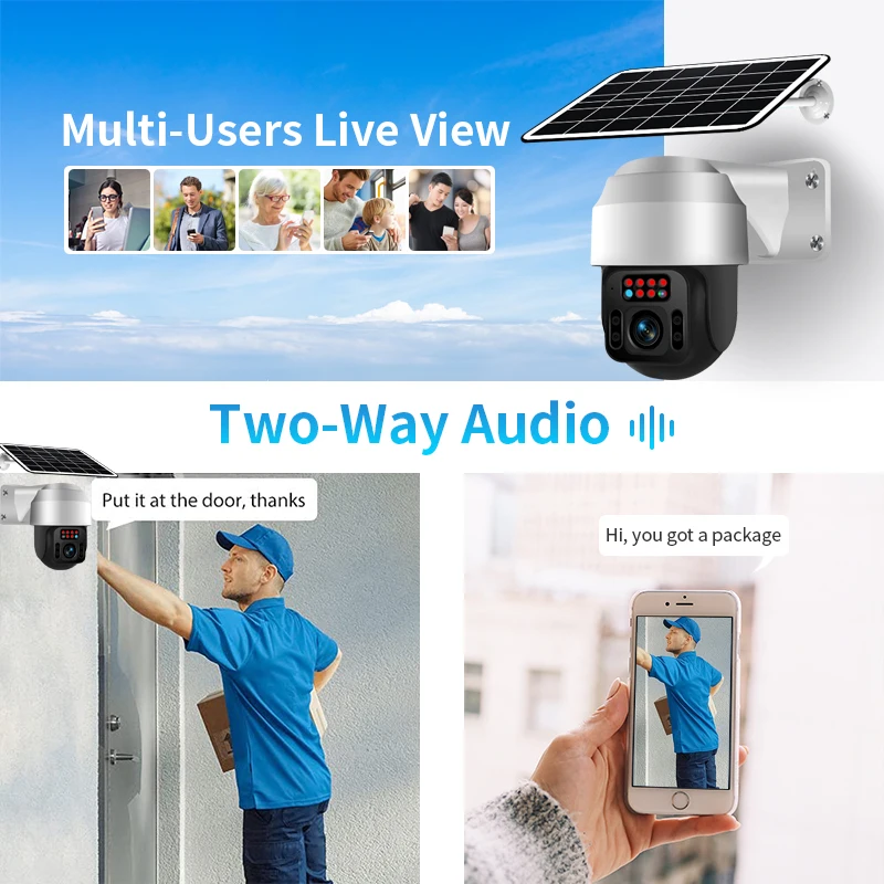 Q2 1080P Full Color Night Vision outdoor solar security camera 2MP  4G Solar Camera  Surveillance PTZ Camera Solar