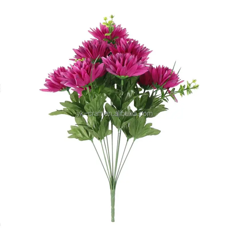 Simulation Flowers Silk Chrysanthemum Decorative Flowers For The Cemetery 12 Heads Artificial Chrysanthemum
