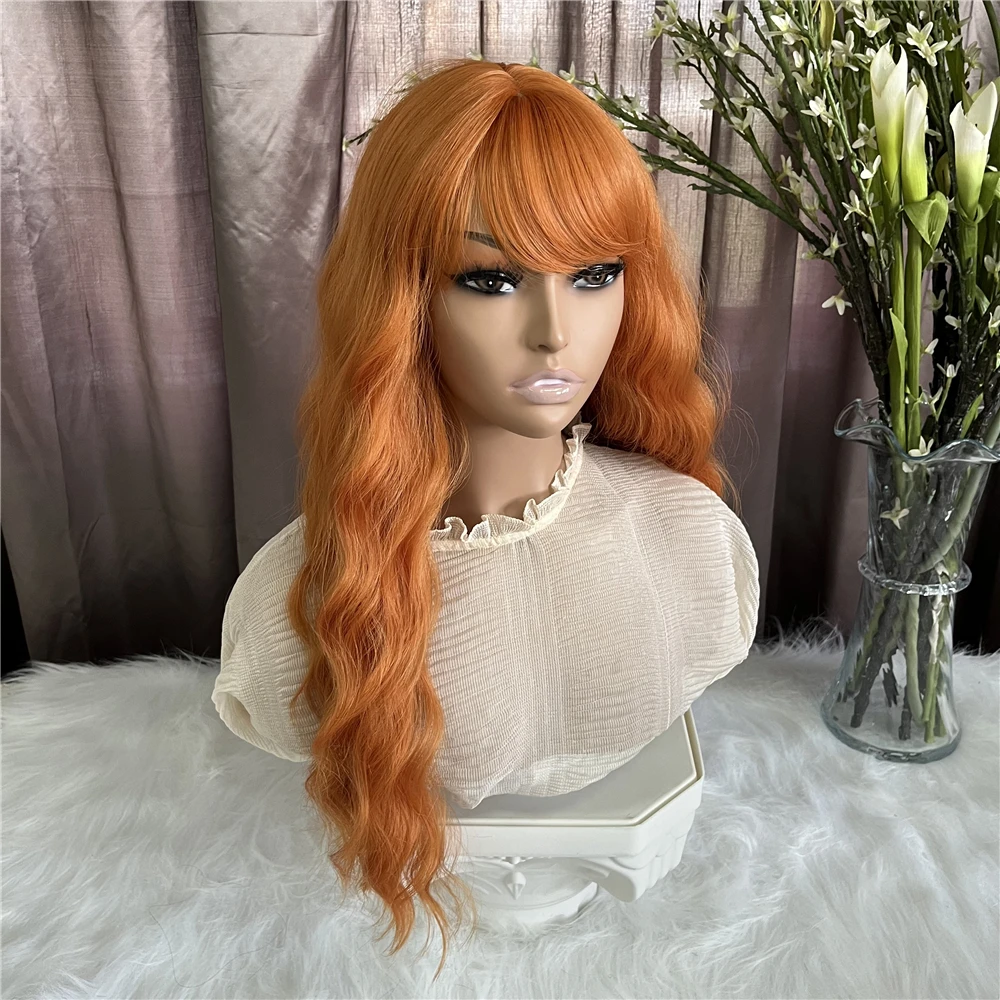 X-TRESS Рыжий волнистый парик с воздушной челкой женский короткий Боб 20 дюймов рыжие волосы волны синтетический кудрявый косплей