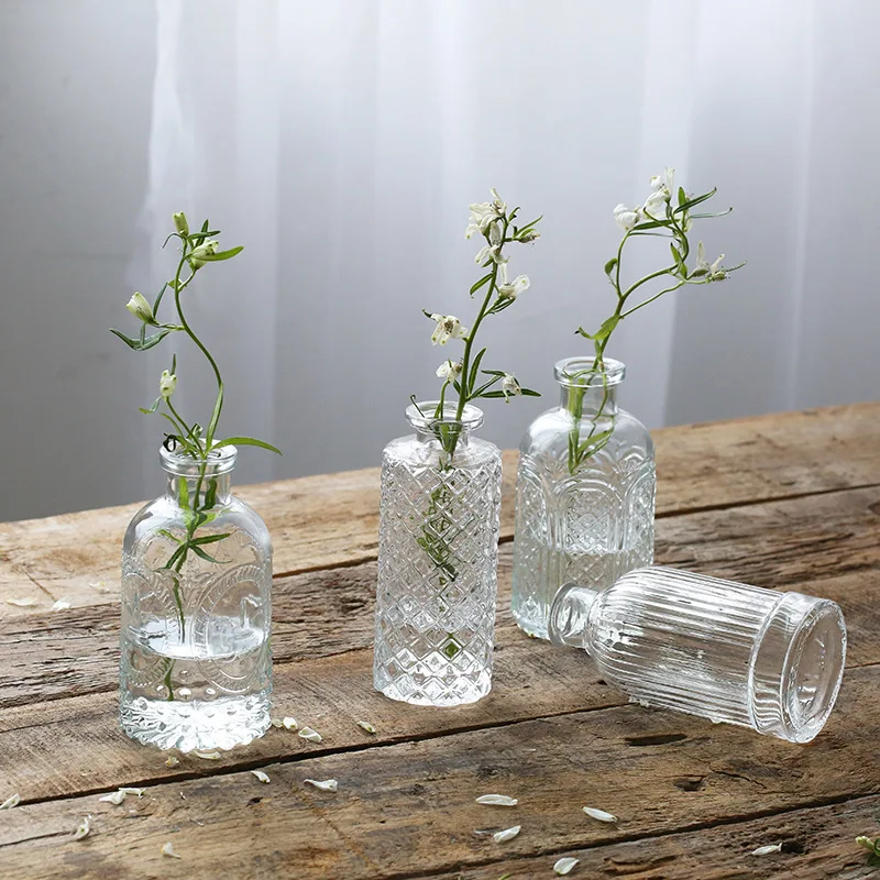 Glass Small Flower Vase for Centerpieces Bud Vases in Bulk Mini Vintage Glass Vases for Floral Arrangements Decorations