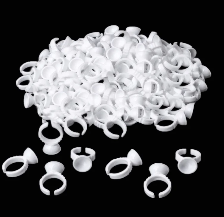 Wholesale 100Pcs Disposable Eyelash Glue Fan Cup Rings Holder Container Tattoo Pigment Eyelash Extension Tools Lash Supplies