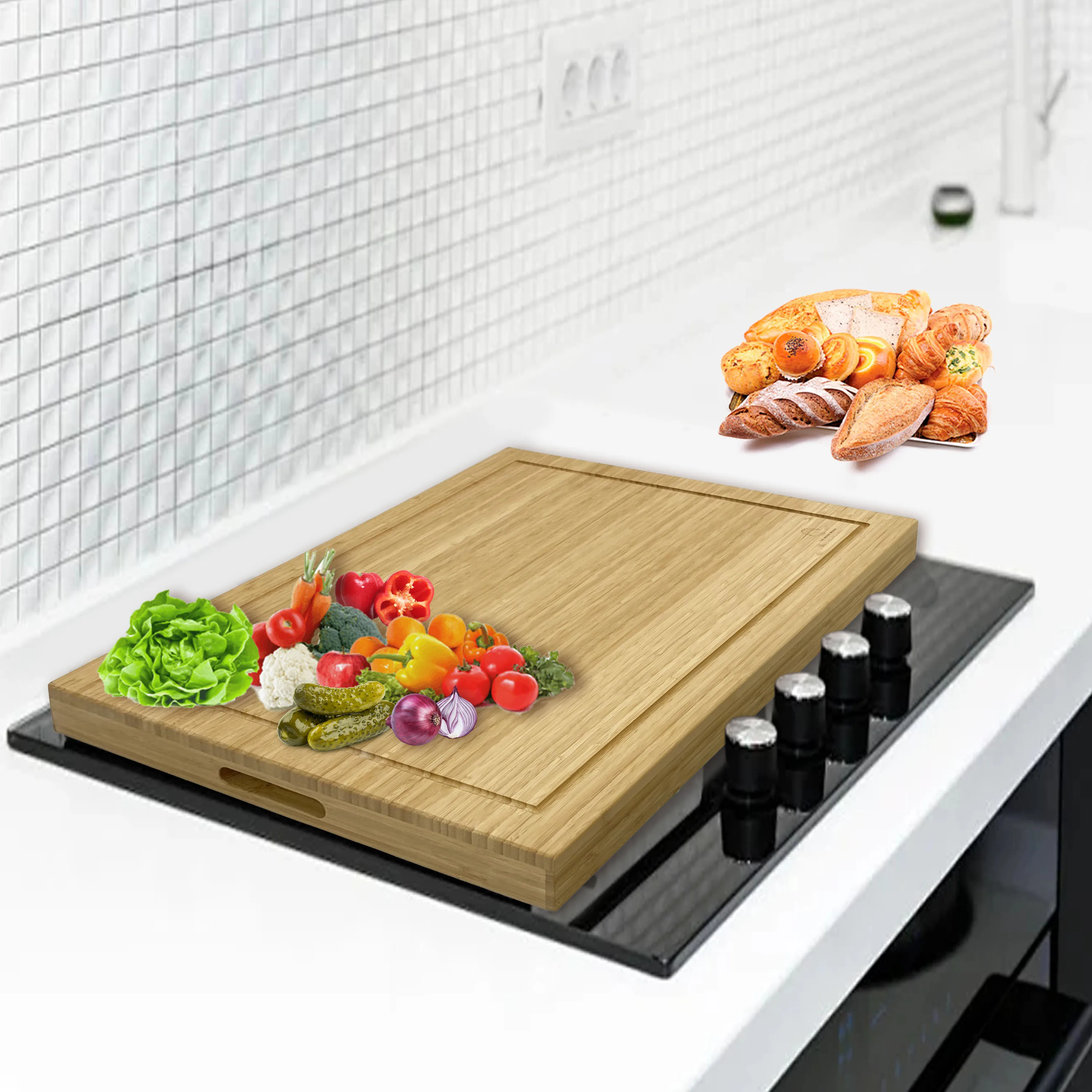 Free Sample Kitchen Tools  Custom logo  wood cutting board   chopping block   large bamboo cutting board