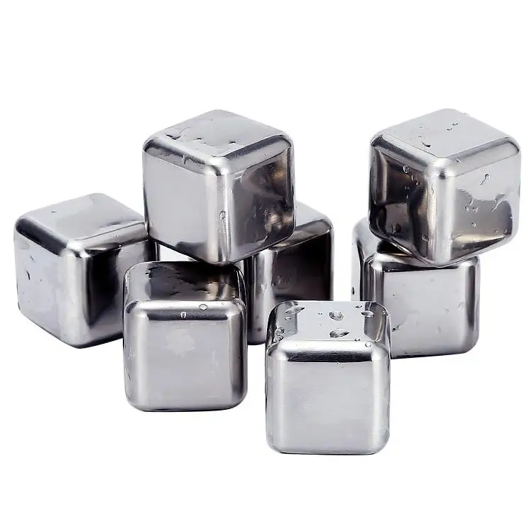 In Stock Metal Ice Cube For Drinking Whiskey Stones Ice Cubes Reusable For Coolers Food Grade Stainless Steel Whiskey Ice Cubes