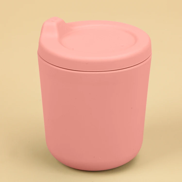 Custom brand logo packaging silicone baby sippy cup with lid waterproof 12 colors for choice