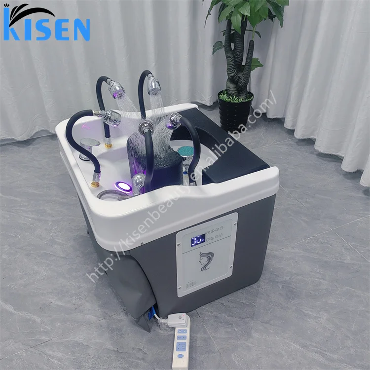 Kisen latest multi-head shower hair washing sink shampoo basin for water circulation with pipes connection