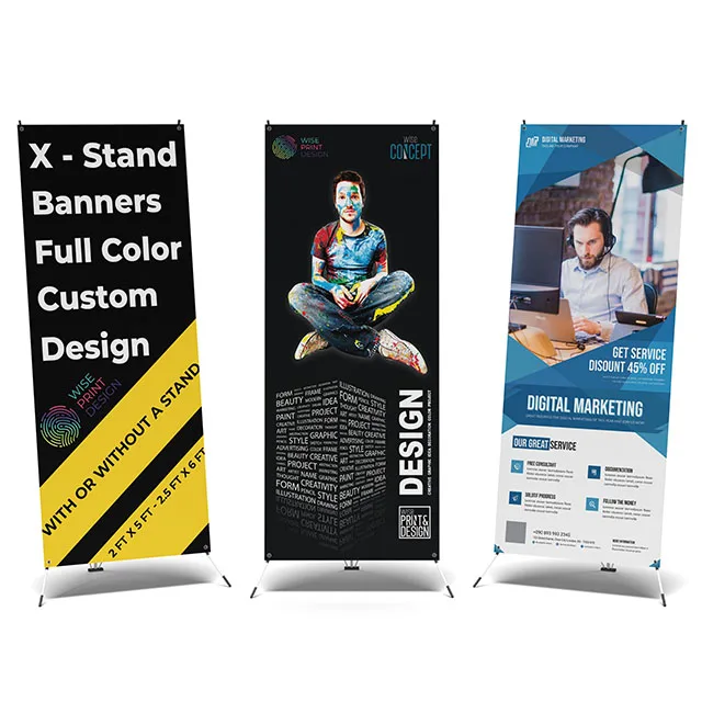 Best Seller Custom Outdoor and Indoor Design Adjustable Tripod Aluminum 60*160/80*180cm Portable Promotion X-frame Banner Stand