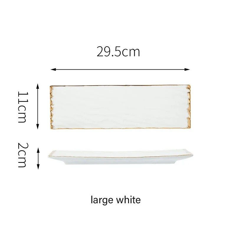 Nordic rectangular pink green fruit plate Flat ceramic Japanese sushi dessert deluxe dinner garnish plate