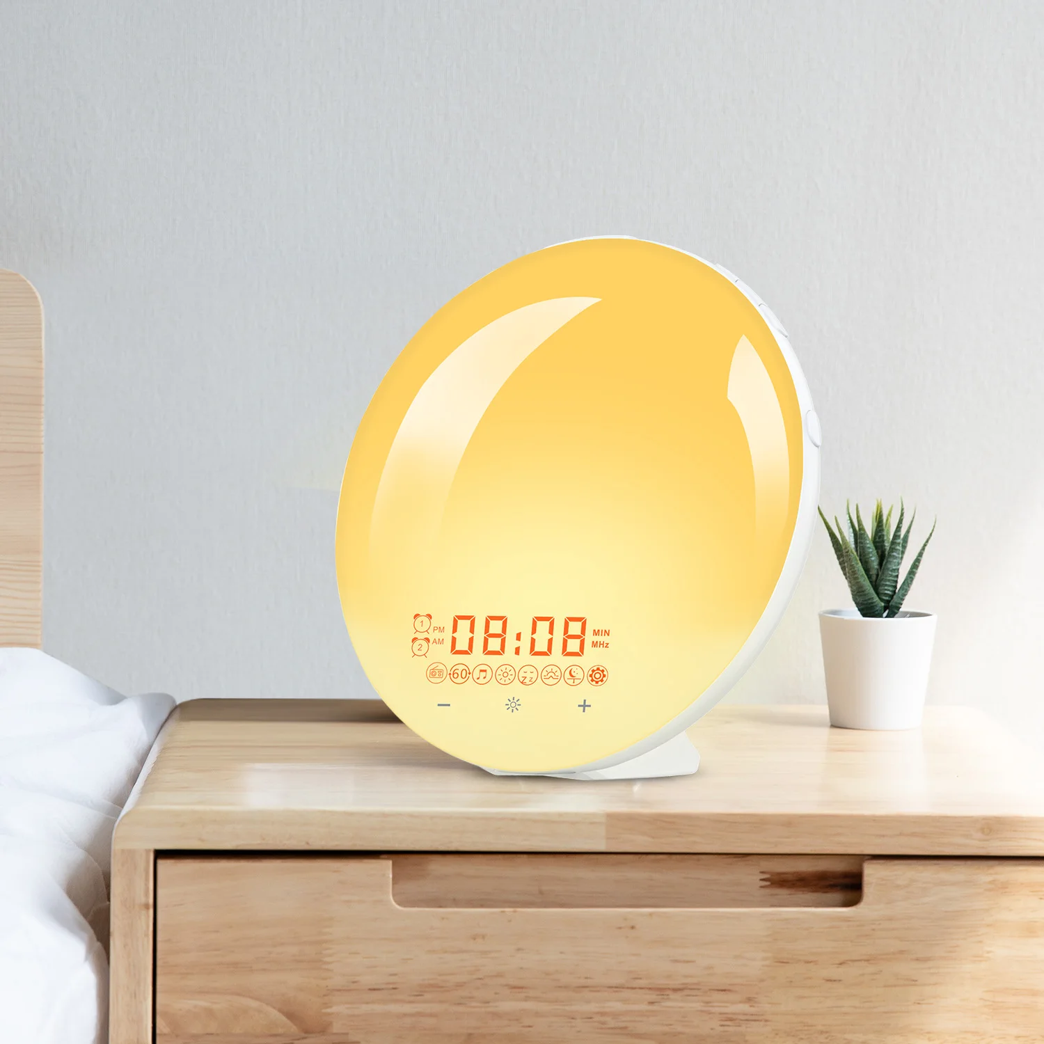 7 Color Changing Digital Smart Wake Up Light Sunrise Alarm Clock