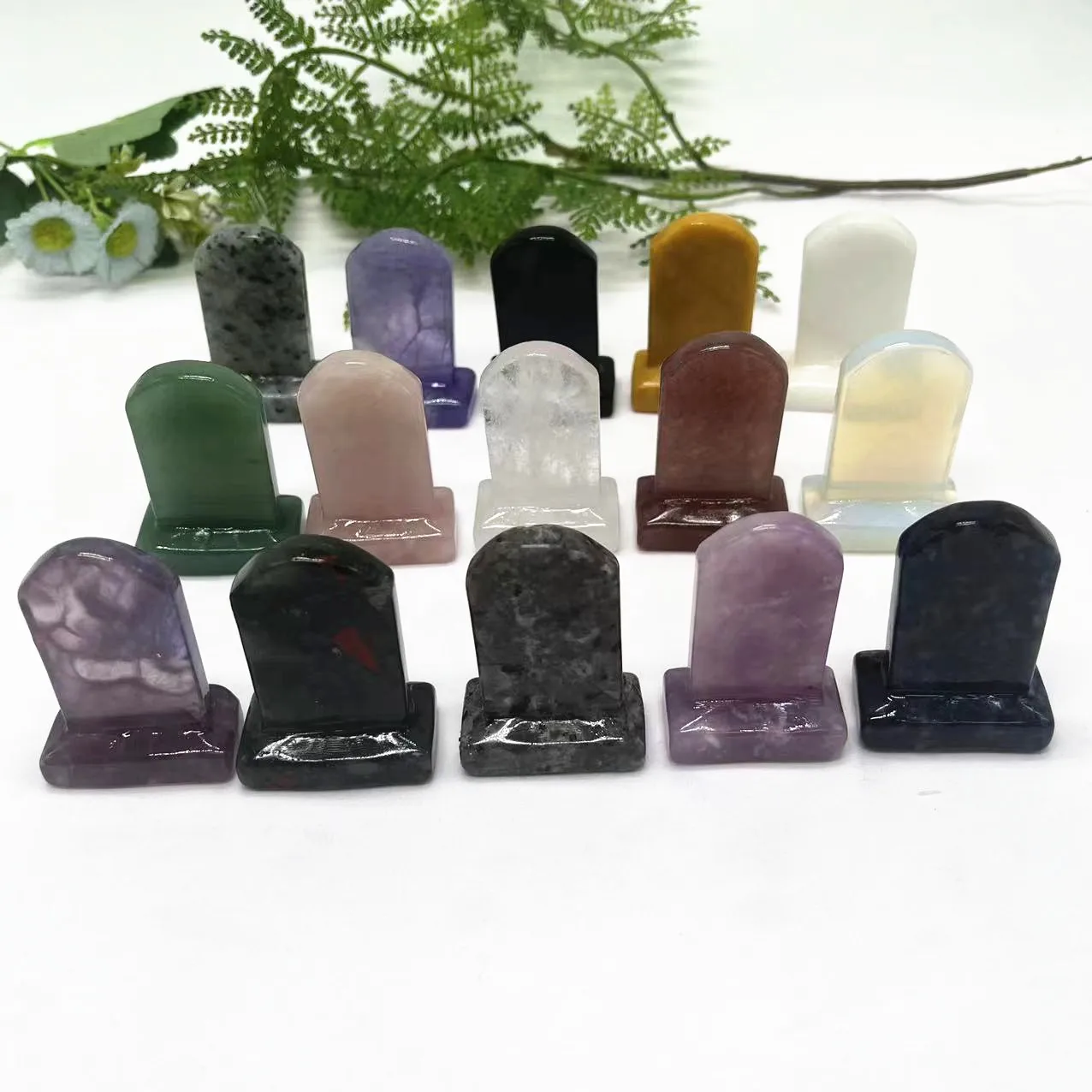 Wholesale Bulk Various Crystal Carving Crystal Tombstone Hand Carved Tombstone Crystal For Halloween