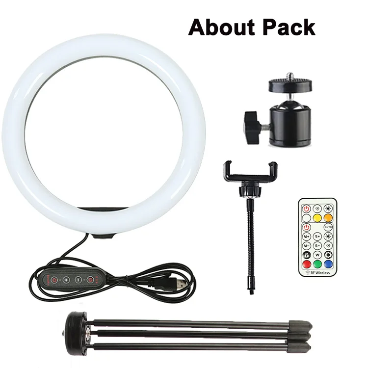 10 inch RGB rainbow Led ring light with 19cm light stand full set for photo led light ring for Videography Equipment