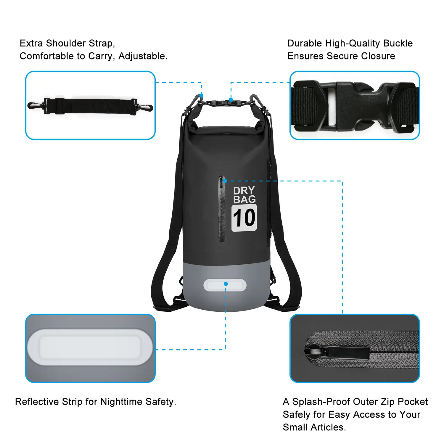 
Custom Logo Dry Bag Fashion Container Waterproof Dual Strap Roll Top Floating Backpack 