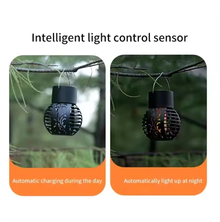 Solar Simulation Flame Lamp for Outdoor Garden Decor Waterproof Balcony Terrace Pendant Garden Light