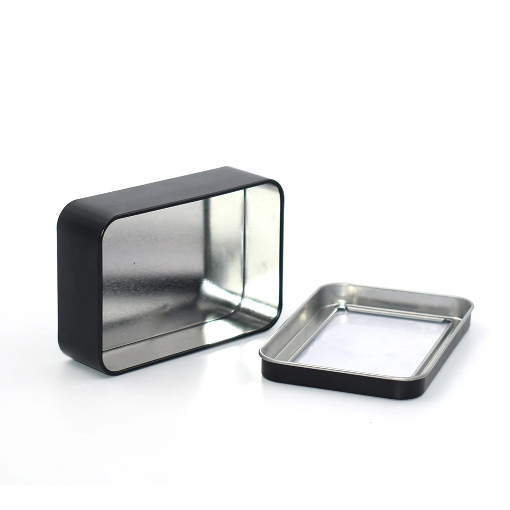 Custom Order Logo Print Rectangle Dice Gift Packaging Black Matte Metal Tin Box