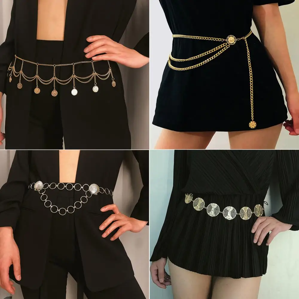 Wholesale body jewelry customized luxury women belly gold plated ladies dress waist chains belt in china