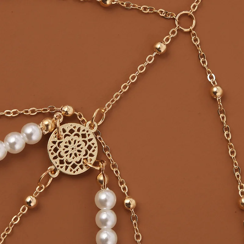 PJ-C504 Pearl Beads Bikini Sexy Thigh Chain Accessories Jewelry Three Layers Night Club Chain Leg Chain Jewelry