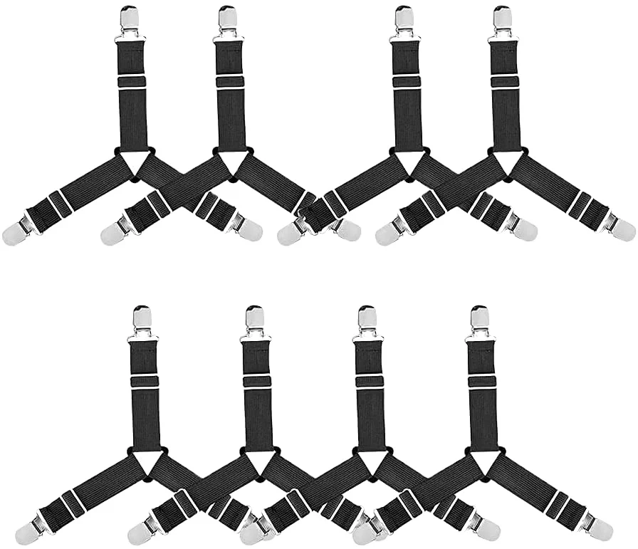 Adjustable Bed Sheet Holder Straps Anti-Slip Elastic Sheet Fasteners Triangular Fixed Sheet Clips For Bedding Mattress Clothes