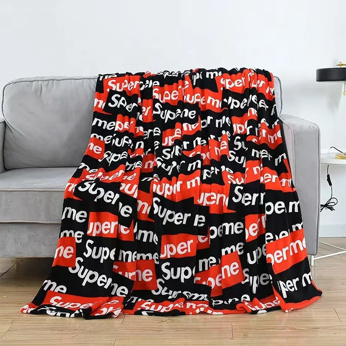 Wholesale comfy small MOQ custom digital print flannel fleece throw blanket