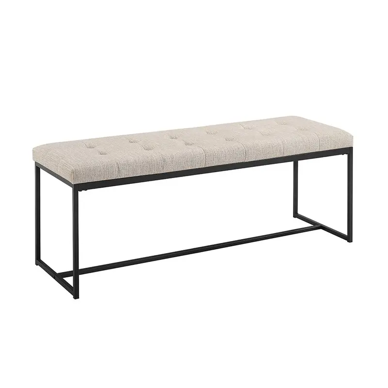 Modern New Design Luxury Furniture Tufted Linen Fabric Upholstered Long Foot Stool Ottoman Bench