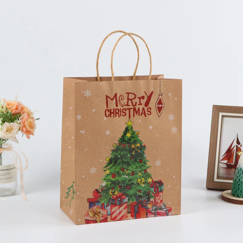 Wholesale popular new products best christmas gift paper bags bulk beautiful design candy packaging kraft bag for cloth shoes