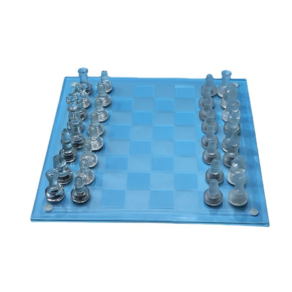 Wholesale Frosted Glass Chess Set 25*25cm Glass Chess Board