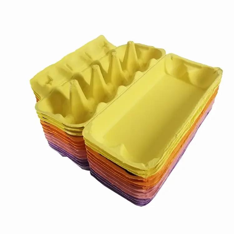 Custom Eco friendly molded pulp color egg box packaging tray sugar cane molding pulp packaging