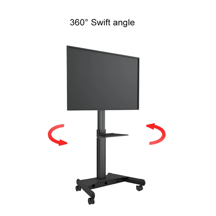 BEWISER Modern Movable LCD Plasma TV Trolley Stand Designs / Floor Mount Mobile Metal Iron TV Stand With Wheels