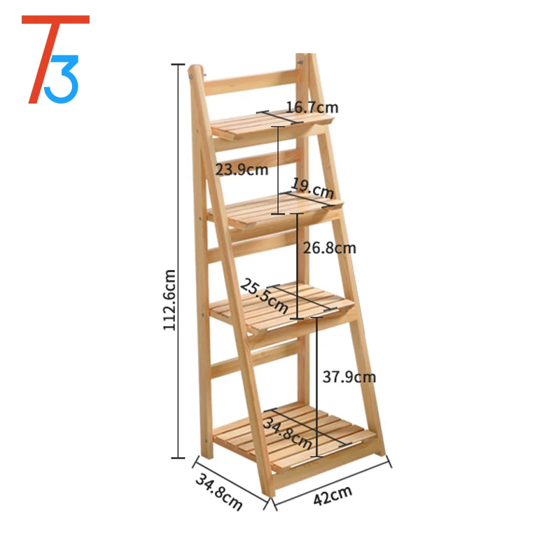 Flower Wooden Plant Stand Shelf For Outdoor Or Indoor Plant Shelf
