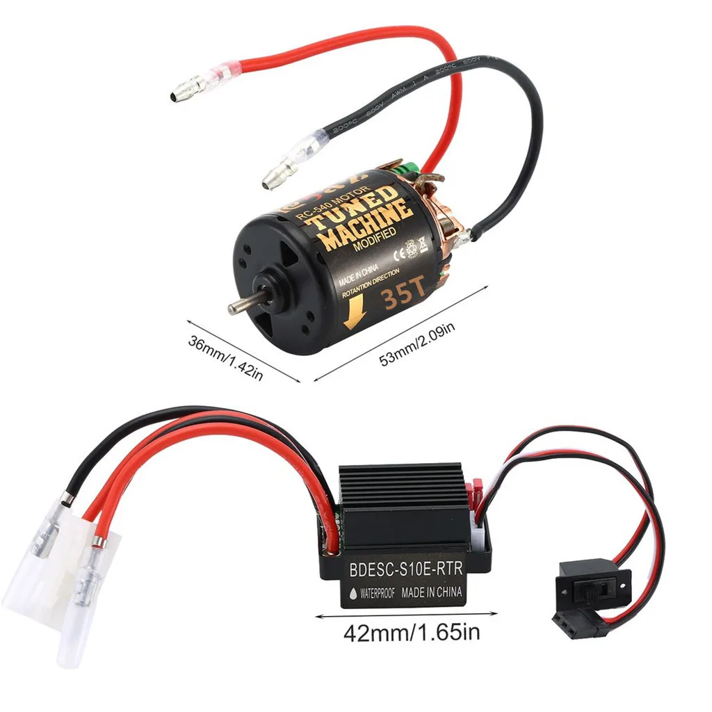 540 55T Brushed Motor with 60A ESC BEC Combo for 1/10 Traxxas Hsp Redcat Rc4wd Tamiya Axial scx10 D90 HPI Rock Crawler