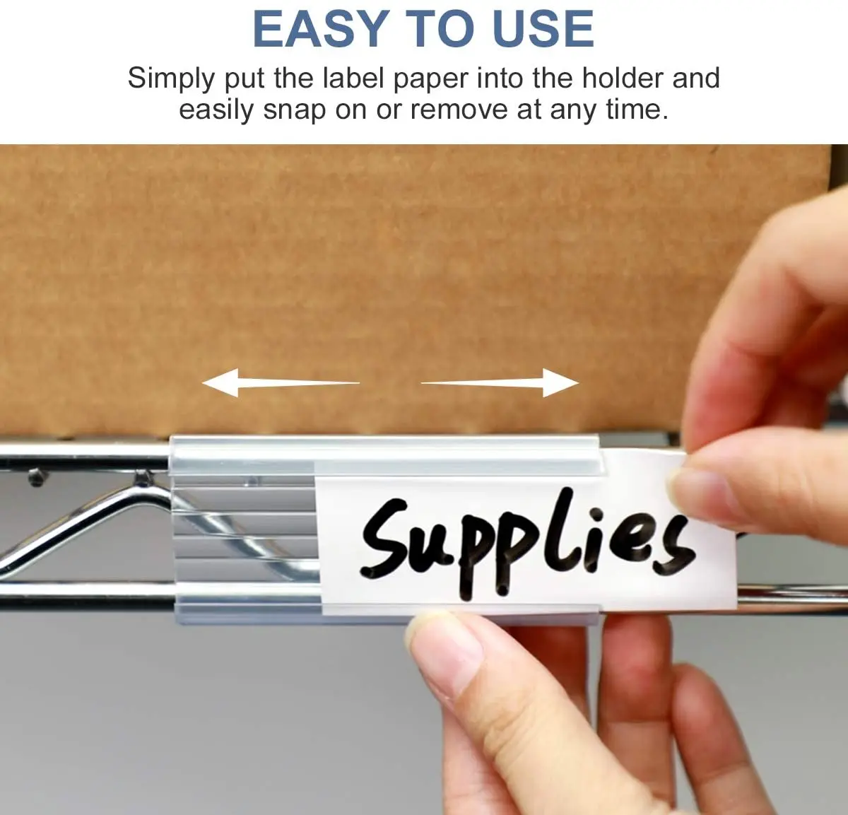 Wire Shelf Label Holders Plastic Wire Rack Label Holder Compatible with Metro 1-1/4in Shelves