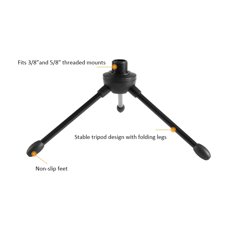 TN-MJ-4ZM Factory Metal Clip table microphone stand adjustable desktop tripod microphone stand