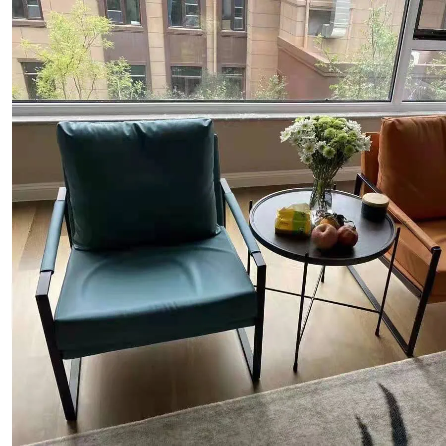 Nordic modern lounge back sofa chair leather furniture luxury cafe metal legs for sofa chair leather upholstered armchair