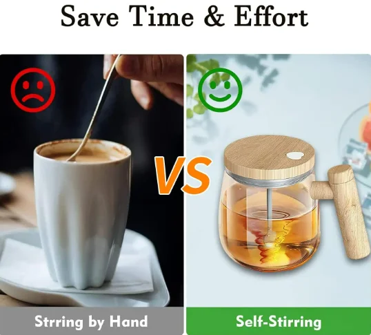 Automatic Mixing Coffee Mug Electric Self Stirring Mug High Borosilicate Glass mixing mug for Coffee Milk