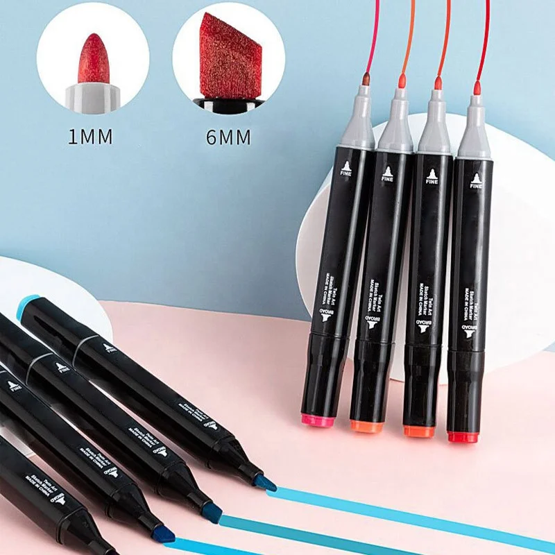 Hot Selling 168 Colors Dual Tip Alcohol Graffiti Marker Artist Painting Permanent Brush Markers Pen Set