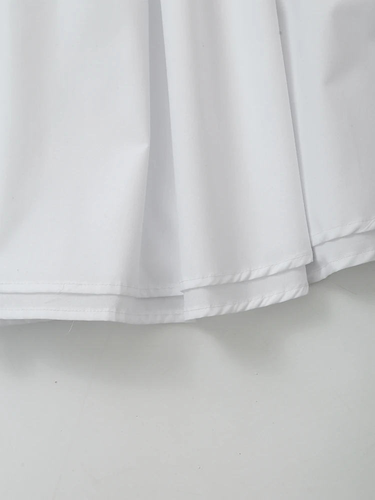 Hot sale white color pleated zipper fly casual fashion mini skirt for women
