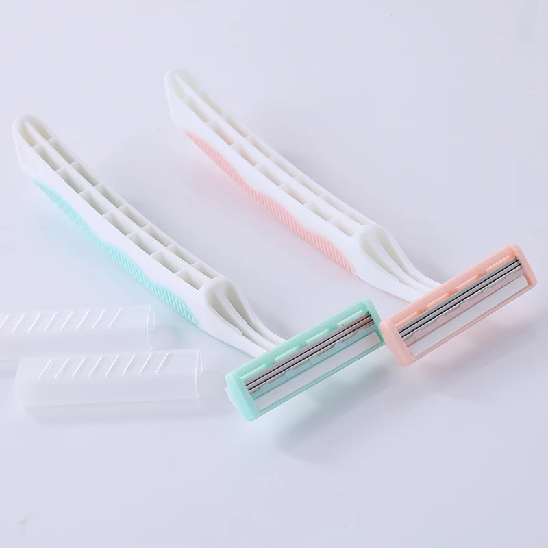 Private Label Manual Type Shaver Razor Set Women 3-Layer Blades Head Printed Label Body Shaving Knife Razor Wholesale A0906
