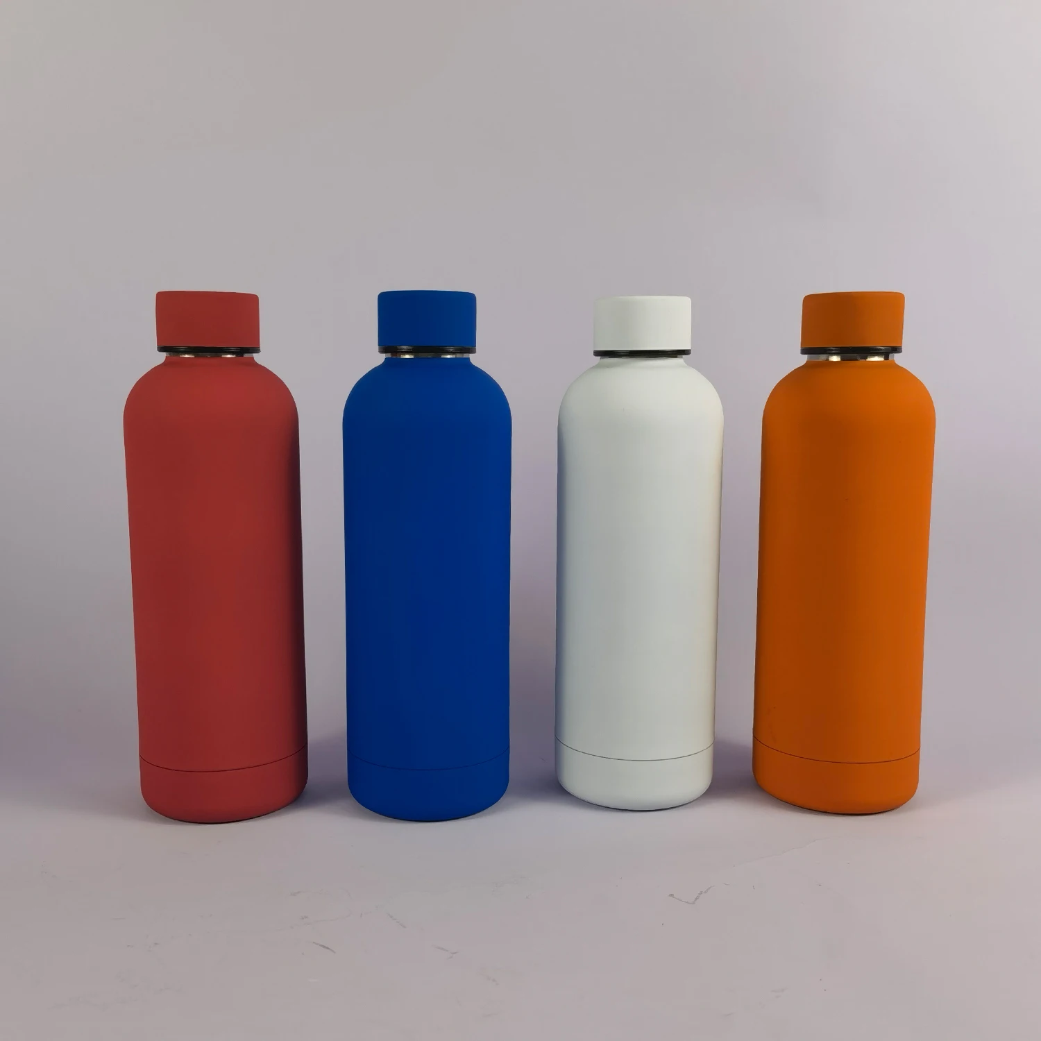 Custom insulated double wall thermos flask 500ML soft rubber paint small mouth stainless steel water bottle