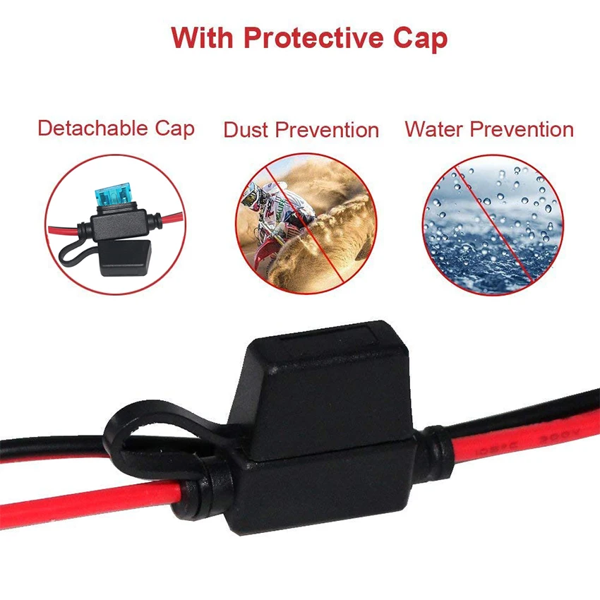 12-24V battery Charger 15A fuse SAE to O Ring Terminal Extension cable for vehicle outdoor equipment