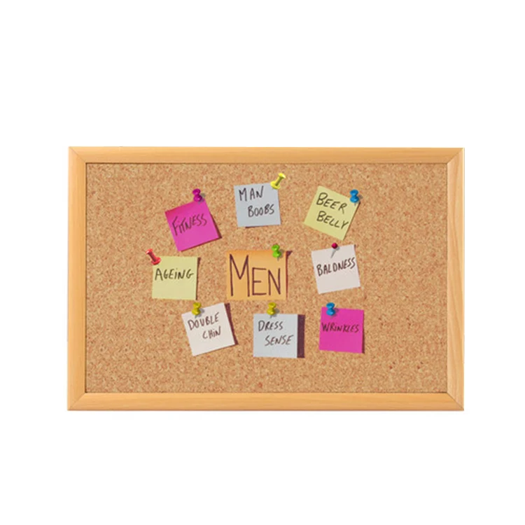 Fabric Decorative Cork Bulletin Board Picture Framed Display Board With Wood Frame for Home School Office Bedroom Hanging Use