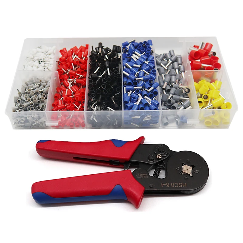 Ferrule Crimping Tool Kit  AWG23-7 Self-adjustable Ratchet Wire Crimping Tool Kit Crimper Plier Set