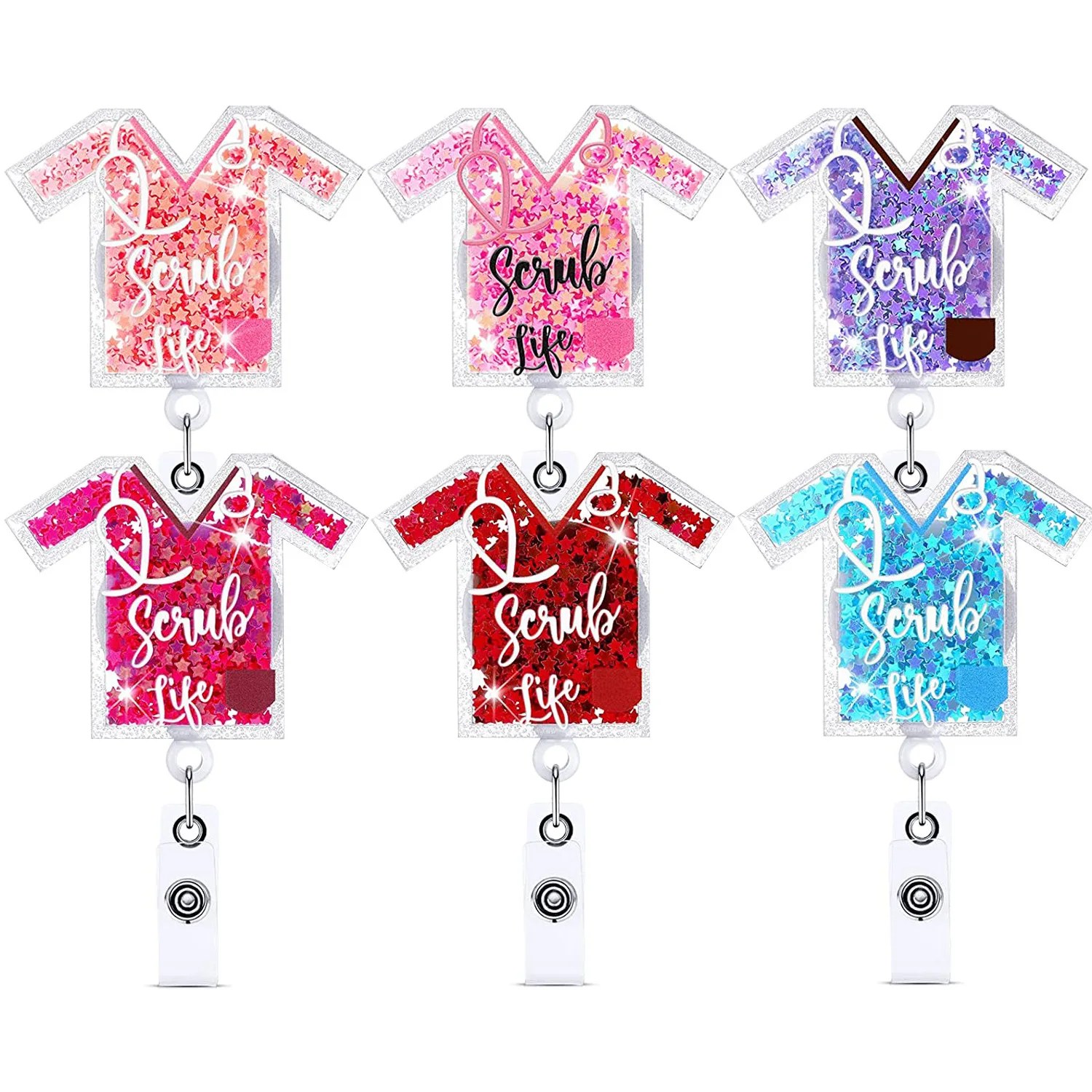 Wholesale Acrylic Retractable Work Card Badge Reel Metal Clip Doctor Nurse ID Name Card Badge Holder