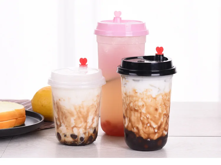 NYC Packaging Wholesale Disposable Logo Printed Round Plastic 12oz 16oz U Shape Bubble Tea Boba Coffee PET Cups With Lids